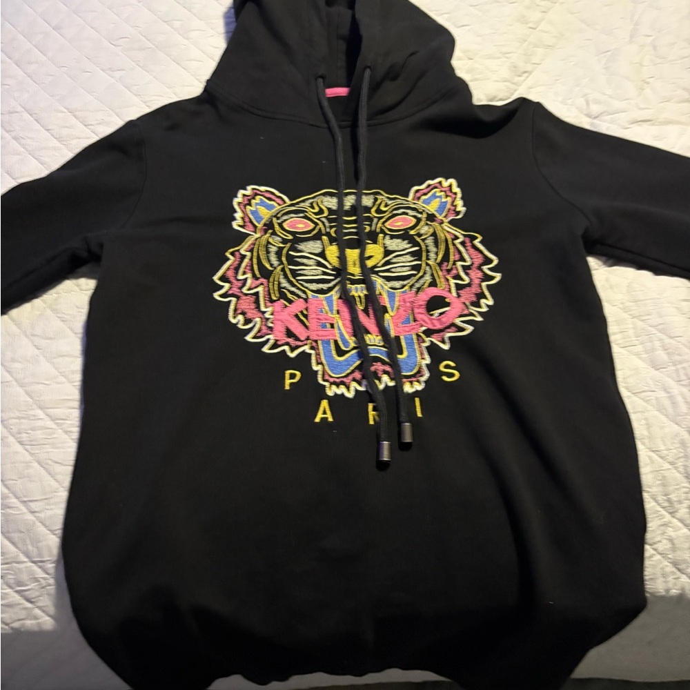 Kenzo Black Hoodie with Tiger Embroidery